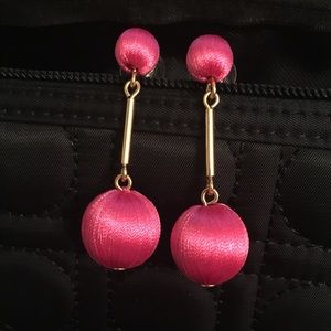 J. Crew hot pink/gold drop earrings